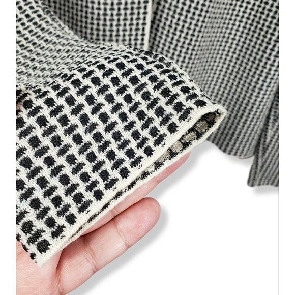 Women VTG 90s Black White Knit Cardigan M Classic Ladylike Old Money Retro Mod - Picture 5 of 7